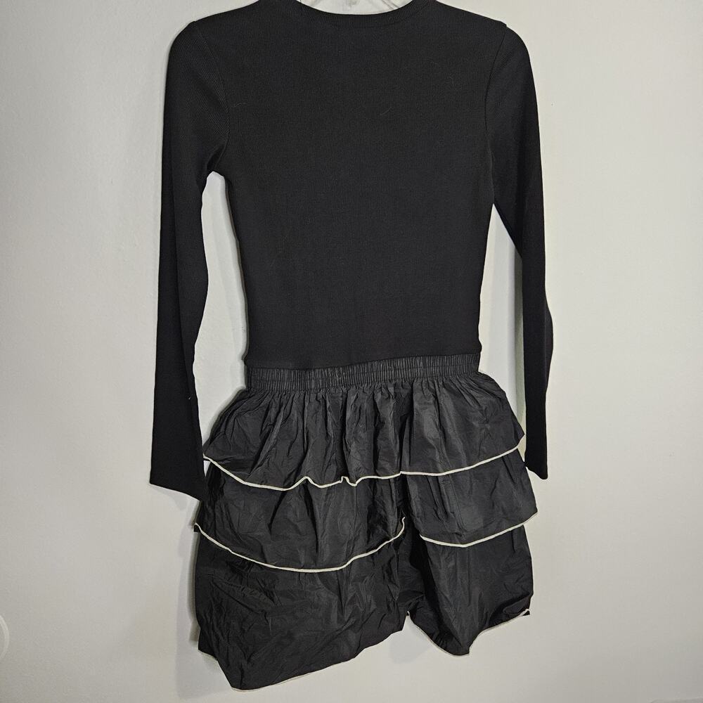 Zara Black Tired Ruffled Mini Dress Womens Small Knit Top Ruffled Skirt